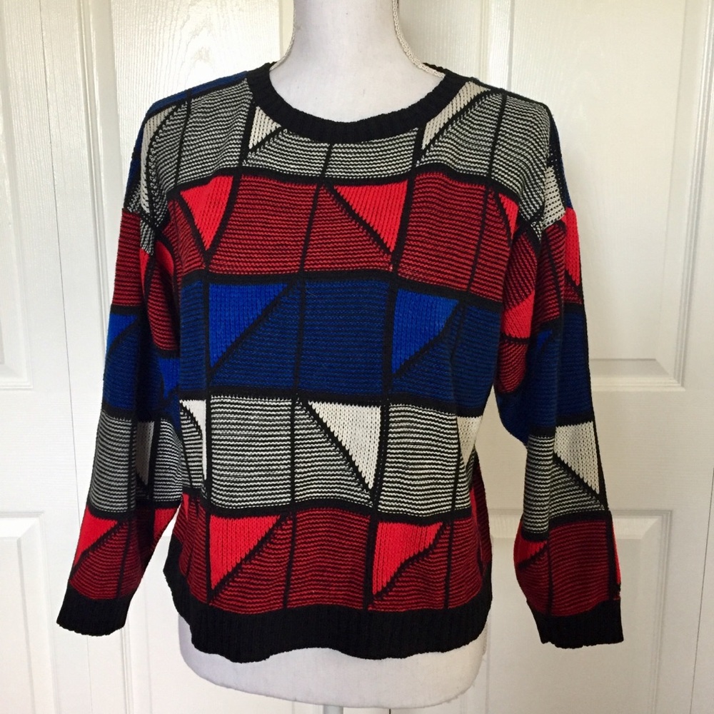 Unbranded knit geometric colorblock sweater